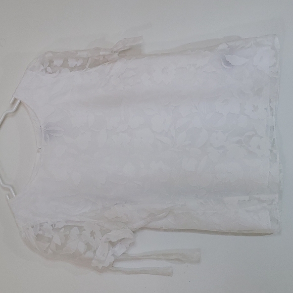 Worthington Lace Lined Top Floral White  Size Large - Picture 1 of 8
